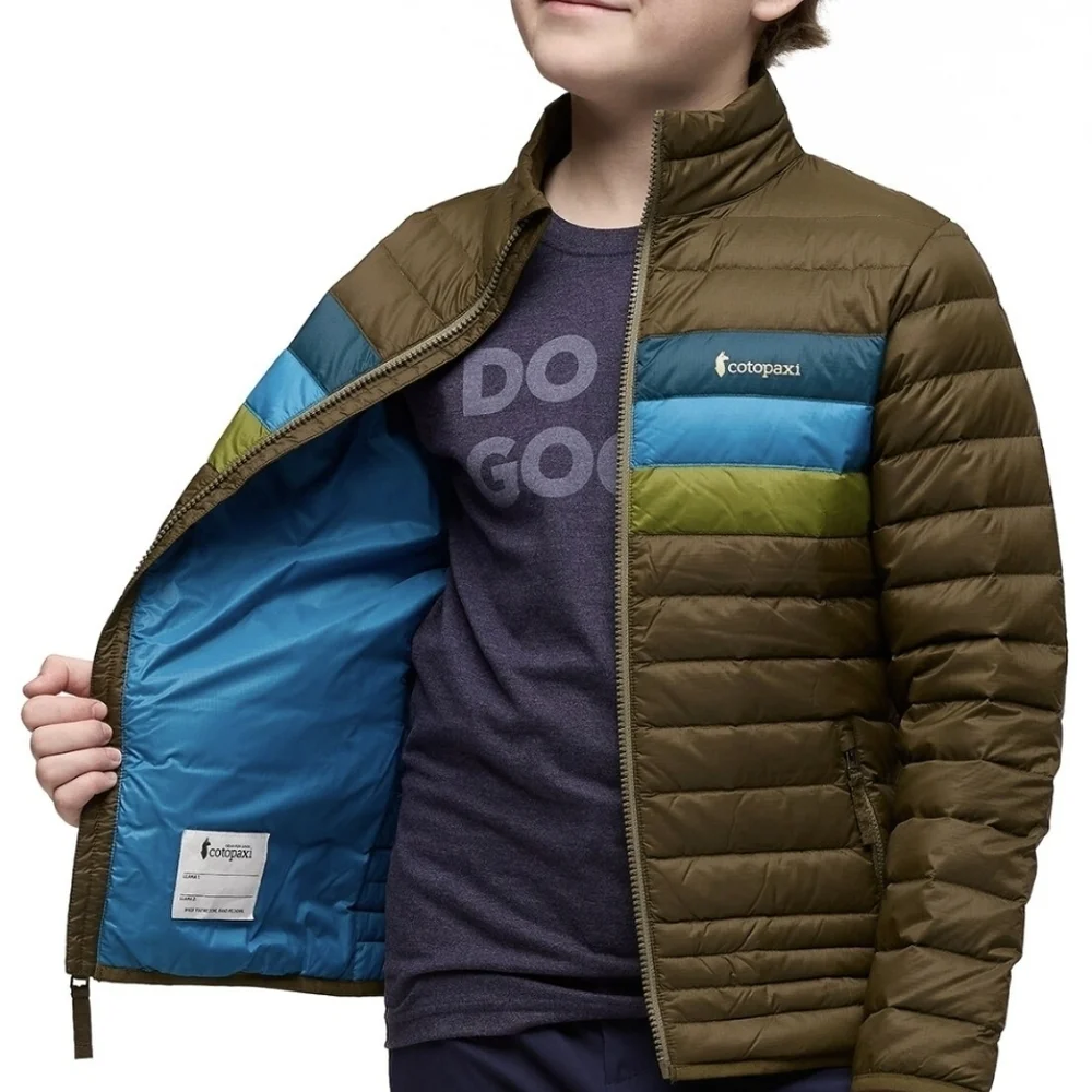 NWT Cotopaxi Kids Fuego Down Jacket-Live Oak Stripes